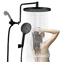 Rain Shower Head with Handheld Combo, 10'' High Pressure Rainfall Shower Head Sprayer, Handheld Shower Head with Shower Holder, Extension Arm, Bathroom Upgrade, Matte Black