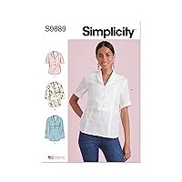 Simplicity Misses' Raised Waist Tops Sewing Pattern Packet, Design Code S9889, Sizes 12-14-16-18-20