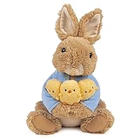 GUND Beatrix Potter Peter Rabbit Holding Chicks Plush, Easter Gift, Easter Bunny Stuffed Animal for Ages 1 and Up, Brown/Blue, 9.5”