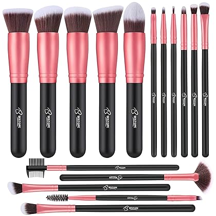 Makeup Brushes Makeup Brush Set - 16 Pcs BESTOPE PRO Premium Synthetic Foundation Concealers Eye Shadows Make Up Brush,Eyeliner Brushes(RoseGold)