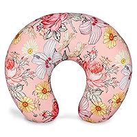 Pink Floral Nursing Pillow Cover, Stretchy Removable Nursing Covers for Newborn Breastfeeding Pillows， Breastfeeding Pillow Slipcover for Baby Girls and Boy