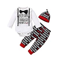 Shalofer Baby Boys My First Valentine's Day Bodysuit Baby Gentleman Outfit with Hat