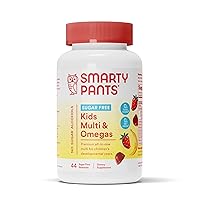 SmartyPants Kids Multivitamin Gummies, Sugar Free Gummies with Vitamin C, D, B6, and Zinc for Immune Support, Omega 3 ALA from Flax Seed Oil, Erythritol Free (44 Gummies), 22 Day Supply