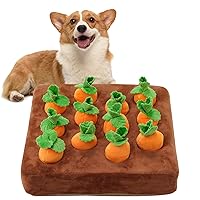 Interactive Dog Toys，Carrot Snuffle Mat for Dogs Plush Puzzle Toys 2 in 1 Non-Slip Nosework Feed Games Pet Stress Relief with 12 Carrots