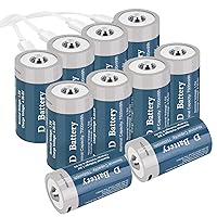 10 Pack Rechargeable Lithium D Cell Batteries 7500mWh for Floodlight, USB 1.5V D Size Battery with 4-in-1 Charging Cable - Disposable LR20 Battery Replacement (10 Pack)