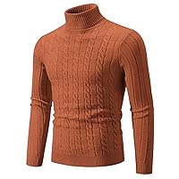 Men's Turtleneck Sweater Knitwear Solid Color Long Sleeve Pullovers Men Slim Fit Casual Autumn Winter Pullover