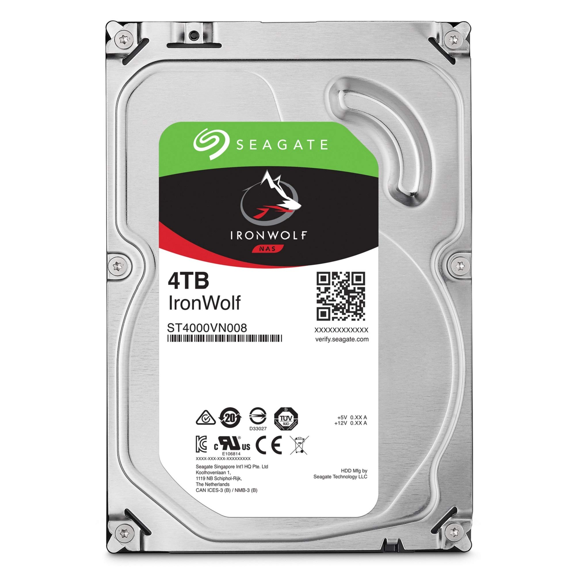 Seagate IronWolf 4TB NAS Internal Hard Drive HDD – CMR 3.5 Inch SATA 6Gb/s 5900 RPM 64MB Cache for RAID Network Attached Storage – Frustration Free Packaging (ST4000VNZ08)