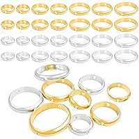 80Pcs Brass Metal Round Connectors, Circle Bead Frame, Two Hole Ring Links Spacer Beads 8/10/12/14mm for Beading Earring Bracelet Necklace Jewelry Making Gold+Silver