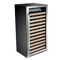 Whynter BWR-1002SD 100 Built-in or Freestanding Stainless Steel Compressor Large Capacity Wine Refrigerator Rack for Open LED Display, Black-100 Bottle, Black