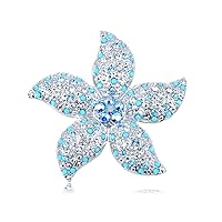 Alilang Crystal Faux Turquoise Bead Stargazer Lily Flower Pin Brooch
