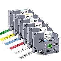 TZe Colored Label Maker Tape Replacement for Brother P Touch Label Maker Cartridge Color TZe Tape 12mm 0.47” Laminated TZe-231 131 431 531 631 731 for P-Touch PTD210 PTD400 PT-H100,6 Pack