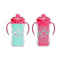 Milestones Hard Spout Insulated Sippy Cup with Handles, Pink, 10 oz, 2 Pack, 12m+