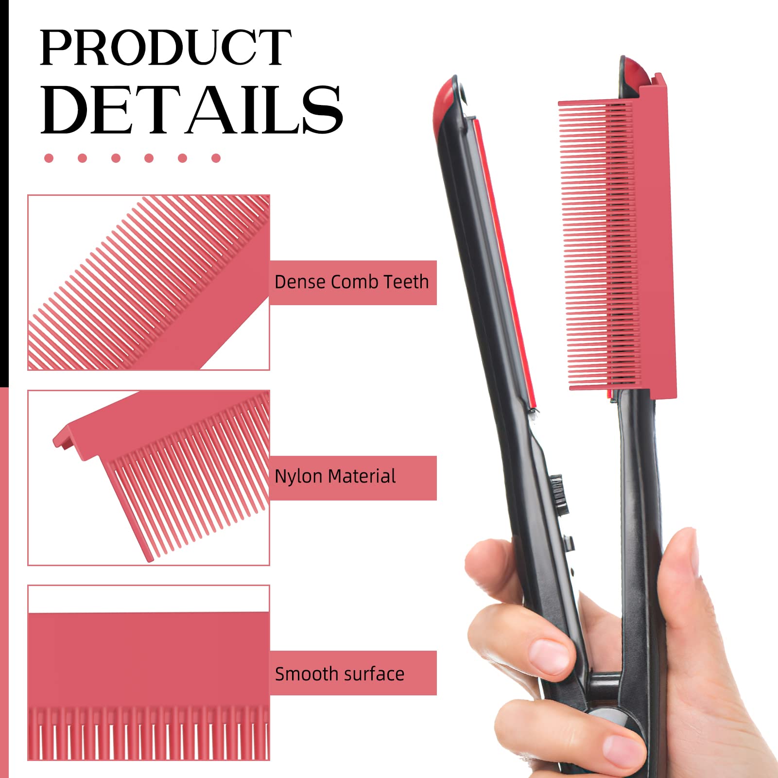 Barber Straightening Comb Attachment, Women DIY Combs Accessories Fit Hair Straightening Flat Iron Compact Hair Styling Tool Convenient Washable V Type for Professional or Home Use (B)