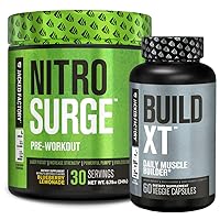 Nitrosurge Pre-Workout in Blueberry Lemonade & Build XT Muscle Building Bundle for Men & Women
