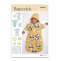 Butterick Infants' Bunting, Jumpsuit, Shirt, Diaper Cover, Hat, Bib, Mittens, Booties and Blanket Sewing Pattern Kit, Design Code B6968, Sizes XXS-XS-S-M-L, Multicolor