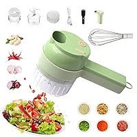 4 in 1 multi-functional portable electric Vegetable Cutter set, wireless vegetable processor for garlic, peppers, Onions, celery, ginger, meat, with brush，comes with Egg & Cream Beater.