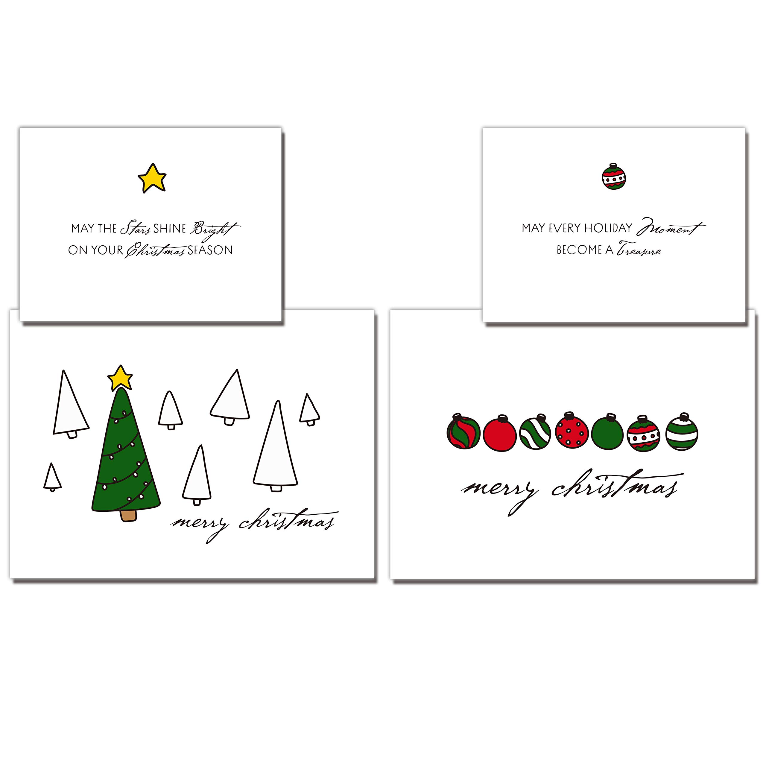 72 Piece Holiday Christmas Greeting Cards with 8 Artistic Greeting Designs & Envelopes 6.25” x 4.6