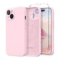 Magnetic for iPhone 15 Case, Compatible with MagSafe, [Full Camera Protection][2 Screen Protectors] Silicone Slim Shockproof Protective Phone Case for iPhone 15 6.1