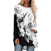 Fall Long Sleeve Shirts for Women Dressy Casual Pullover Crewneck Sweatshirts Loose Blouse Printed Tunic Tops