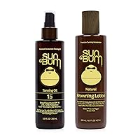 Sun Bum Sun Bum Browning Lotion and Spf 15 Tanning Oil Vegan and Reef Friendly (octinoxate & Oxybenzone Free) Sun Tanning Cream and Oil With Aloe Vera