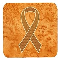 Caroline's Treasures Orange Ribbon for Leukemia Awareness Foam Coaster (Set of 4), 3.5