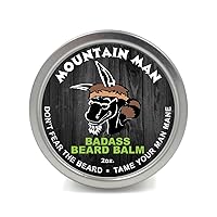 Badass Beard Care Beard Balm - Mountain Man Scent, 2 Ounce - All Natural Ingredients, Keeps Beard and Mustache Full, Soft and Healthy, Reduce Itchy and Flaky Skin, Promote Healthy Growth