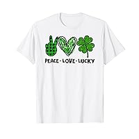 Peace Love Luck Lucky Clover Shamrock St Patrick's Day T-Shirt
