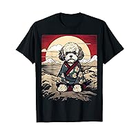 Vintage Japanese Art Samurai Cavachon Dog T-Shirt