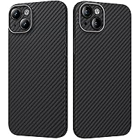 memumi Carbon Fiber Case for iPhone 15 Plus, Sturdy Durable 0.5 mm Slim Fit for iPhone 15 Plus Aramid Thin Case [Real Aramid Fiber] [Camera Full Protection] with Military-Grade Drop Protection Blue