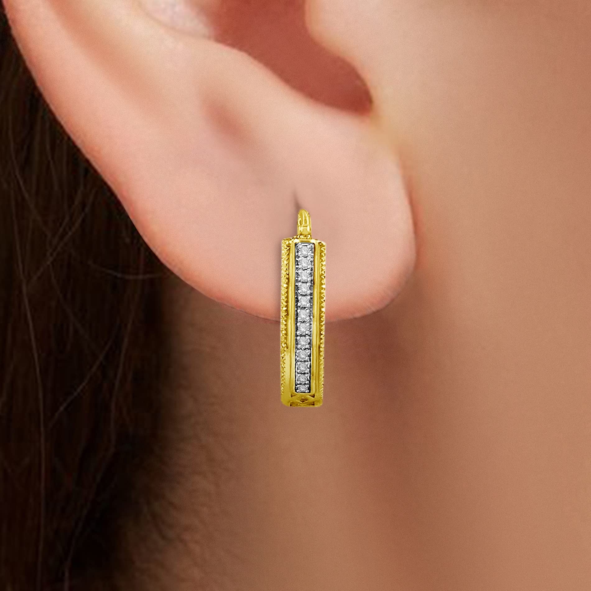 NATALIA DRAKE 1/10 Cttw Diamond Filigree Hoop Earrings in Sterling Silver for Women