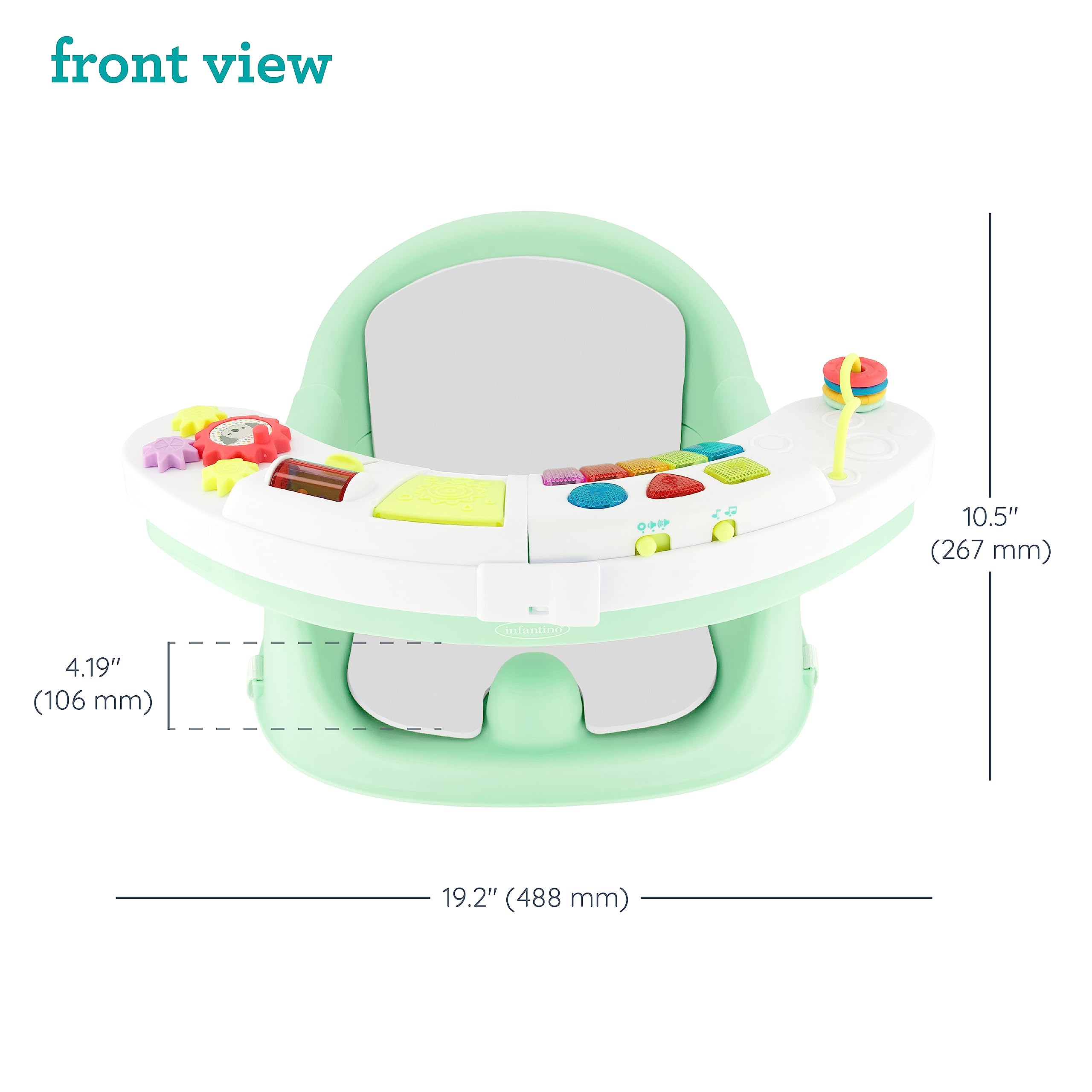 Infantino Music & Lights 3-in-1 Discovery Seat and Booster - Convertible, Infant Activity and Feeding Seat with Electronic Piano for Sensory Exploration, for Babies and Toddlers, Mint