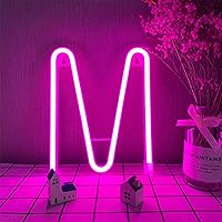 LED Neon Letter Lights Pink LED Neon Word Signs Neon Letters Alphabet Neon Sign Art Lights Battery/USB Operated Neon Words Wall Lights Light up Home Room Wedding Birthday Party Christmas (M)