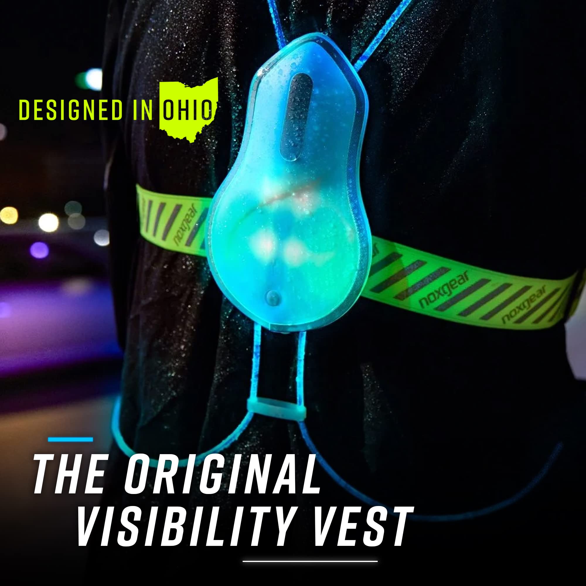 noxgear Tracer2 - Multicolor Illuminated, Reflective Vest for Running or Cycling (Rechargeable, Waterproof)