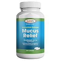 HealthLife® Mucus Relief Guaifenesin Caplets 400 mg, Immediate Release (300 Count) Fast Acting Expectorant, Thin and Loosens Mucus, Relieves Chest Congestion, Cough, Cold and Flu