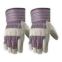 Wells Lamont 2 Pair Pack Men's Leather Work Gloves with Heavy Duty Reinforced Palms, Large (4006N-WNW) , Grey