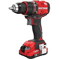 CRAFTSMAN 20V MAX Cordless Drill Driver, 1/2 Inch Keyless Chuck, 2 Batteries and Charger Included (CMCD720D2)