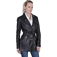 Scully Women's Leatherwear By Olive Belted Thigh Length Coat