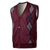 Mens Thick Argyle Sweater Vests Warm Sleeveless Jacket Classic Pullover Winter Tank Tops