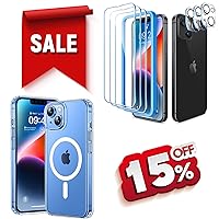 CANSHN for iPhone 14 Case Clear & 3+3 Pack for iPhone 14 Screen Protector Tempered Glass & Camera Lens Protector Accessories with Easy Installation Frame - 6.1 Inch
