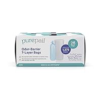 Classic Odor-Barrier 7-Layer Refill Bags (25 Count) – Block Odors with No Added Fragrance – Less Waste, No Cutting & No Canisters – for Use with PurePail Classic