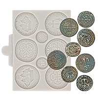 Treasure Coins Silicone Mold For Cake Decorating Cupcake Topper Candy Chocolate Gum Paste Polymer Clay Set Of 1