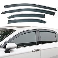 Tape on Window Visors with Chrome Trim Compatible with 2018-2024 Toyota Camry, Smoke Tinted Acrylic Rain Sun Guard Shade Wind Vent Air Deflector IKON MOTORSPORTS
