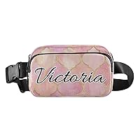 Custom Pink Blue Plaid Tile Fanny Packs for Women Men Personalized Belt Bag with Adjustable Strap Customized Fashion Waist Packs Crossbody Bag Waist Pouch for Hiking Running