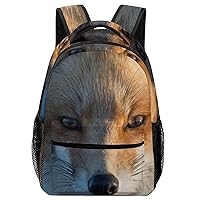 Red Fox Face Travel Laptop Backpack Casual Hiking Backpack with Mesh Side Pockets for Business Work
