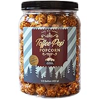 Northwest Expressions ToffeePop Popcorn | Handcrafted & Old-Fashioned Artisan Style Toffee Covered Popcorn with Roasted Almonds & Peanuts | ½ Gallon Canister (1.0 Ibs)