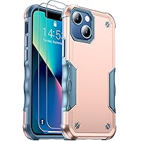 SPIDERCASE Designed for iPhone 13 Mini Case, with 2 Packs [Tempered Glass Screen Protectors] [10FT Military Grade Drop Protection] [Non-Slip] Heavy Duty Shockproof Case, Rose Gold