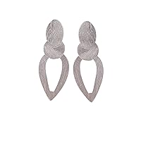 Handmade Silver Plated on Brass Hook Design Brushed Wavy Metal Earrings Large Minimalist Lightning Bolt Celine Abstract Hook Earrings Jewelry