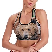 Alberta Grizzly Bear Breathable Sports Bras for Women Workout Yoga Vest Underwear Crop Tops Gym