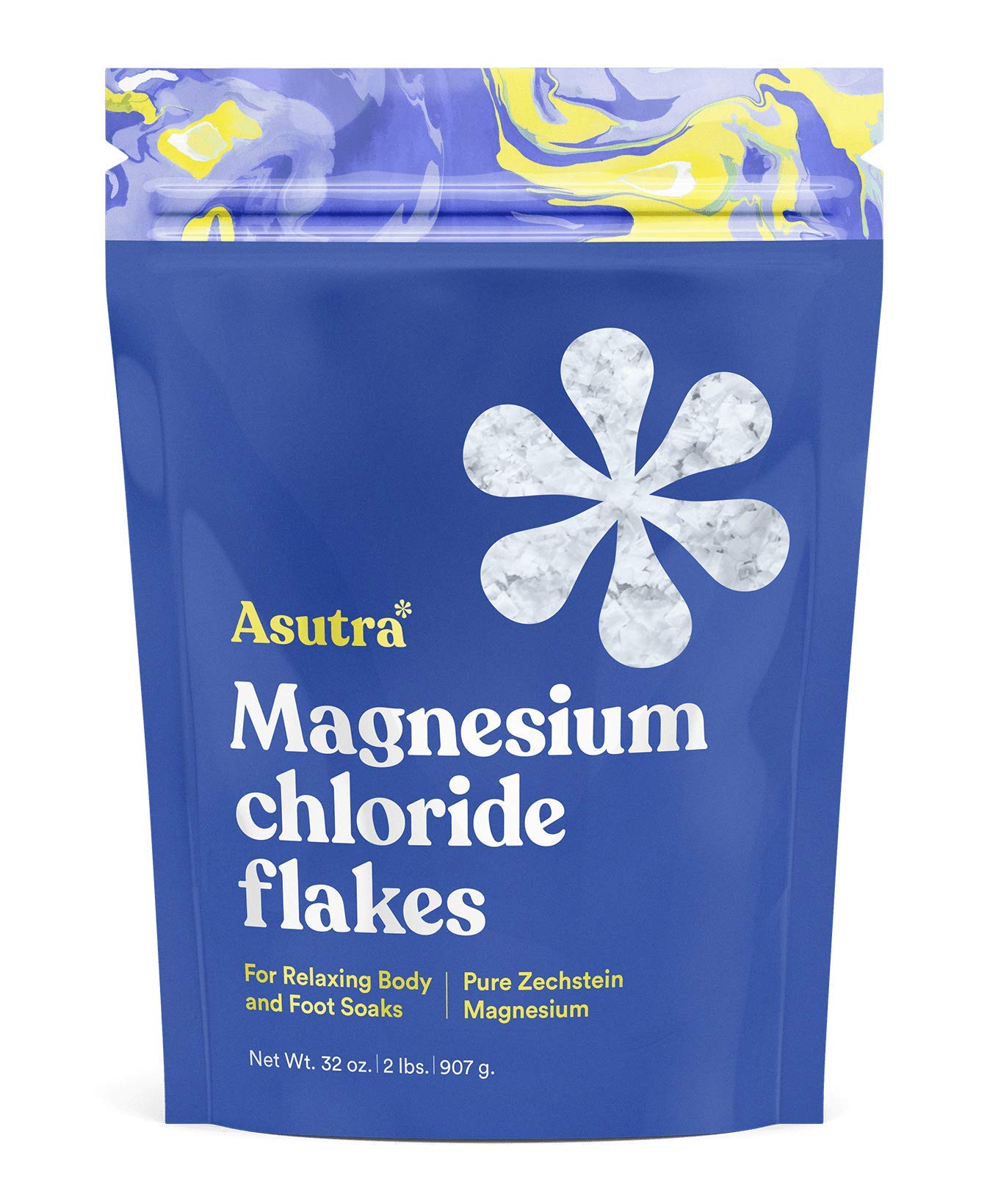 ASUTRA Magnesium Chloride Bath Flakes, 2 lbs | for Foot & Body Soaks