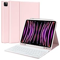TQQ iPad Pro 12.9 inch 2022 Case with Keyboard, Keyboard case (for 12.9-inch iPad Pro - 6th Generation, 5th/4th/3rd Generation) - with Pencil Holder for 2022 iPad Pro 12.9 Pink